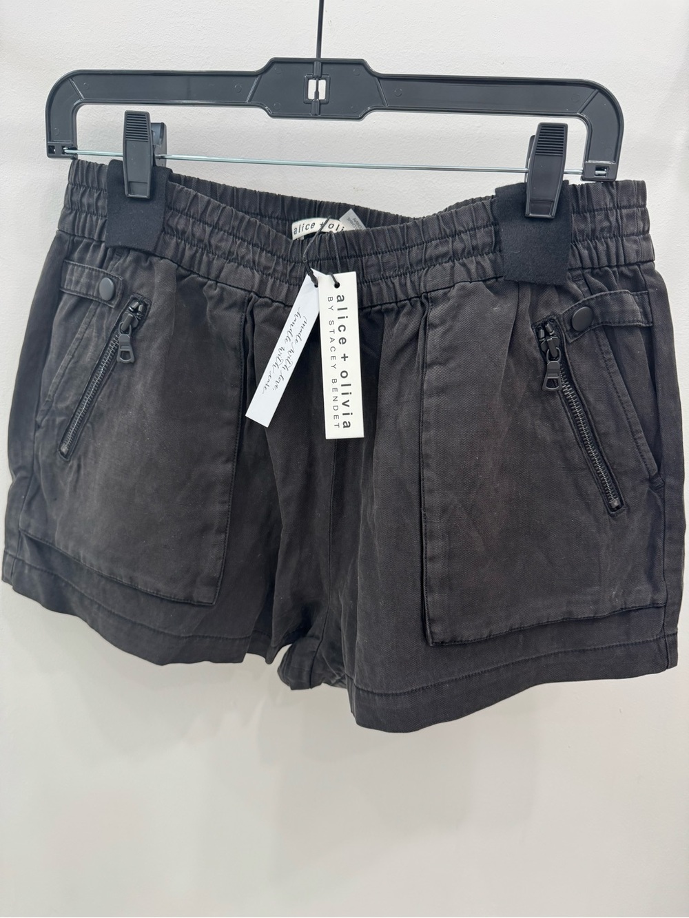 Alice + Olivia Charcoal Black Utility Cargo Shorts